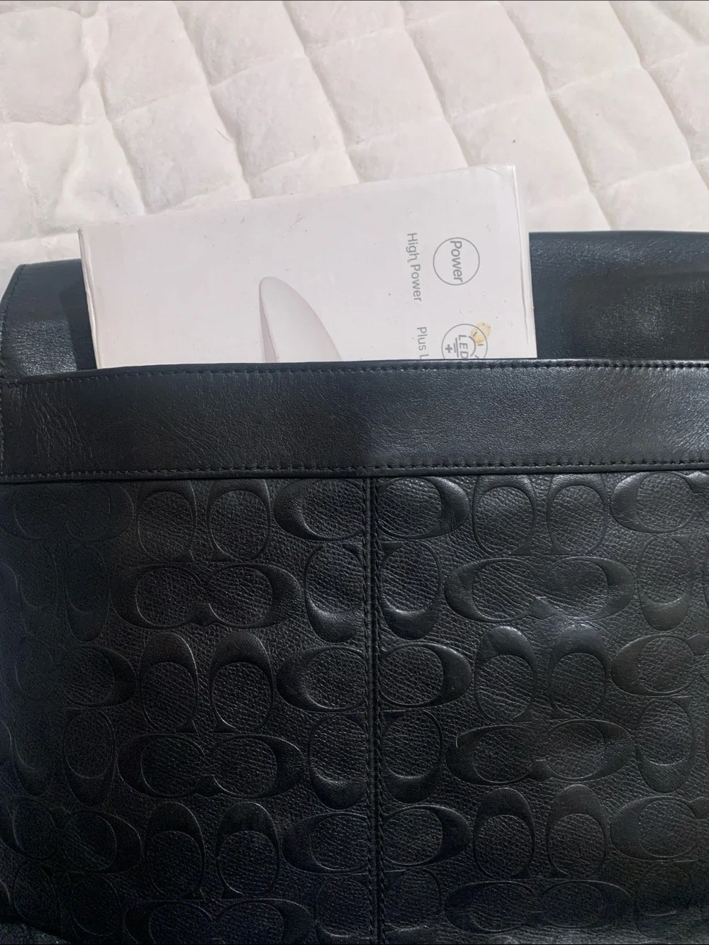 Coach Black Signature Embossed Leather Crossbody Messenger